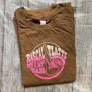 Vintage Rascal Flatts Women's Brown Tee with Pink Logo